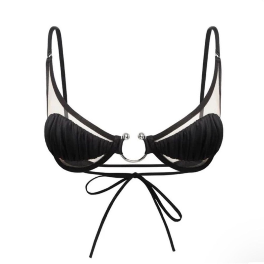 GOD SAVE QUEENS Muse Top Black Swimsuit Bikini Sheer Cutout Detail
